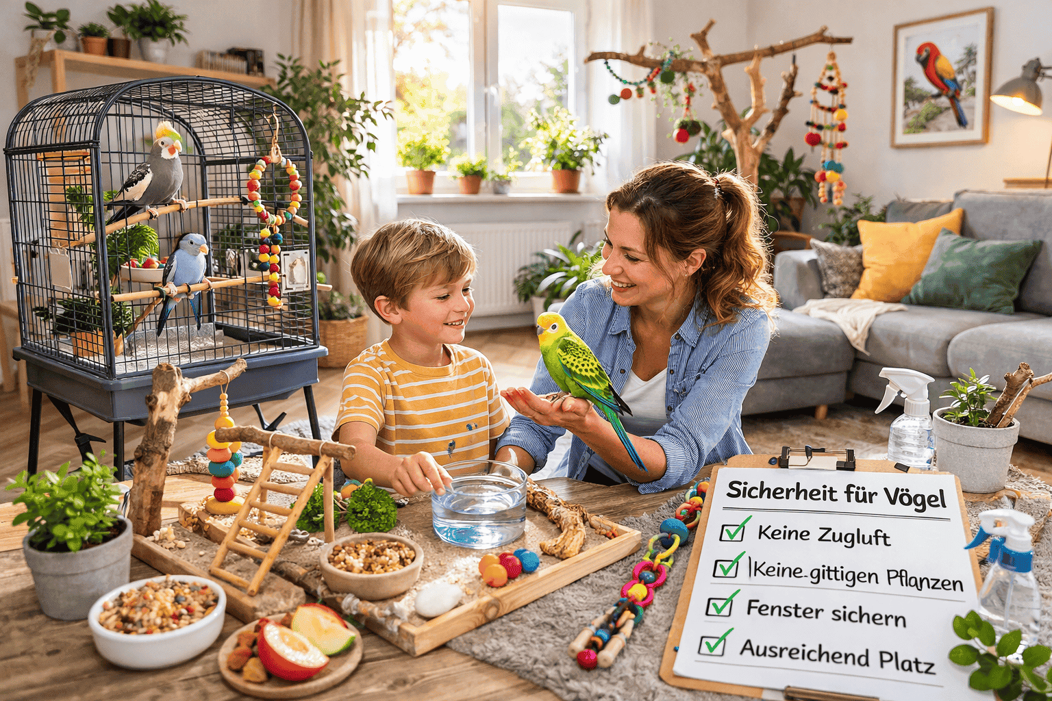 Vögel in der Wohnung halten: Sicherheit und Raumgestaltung